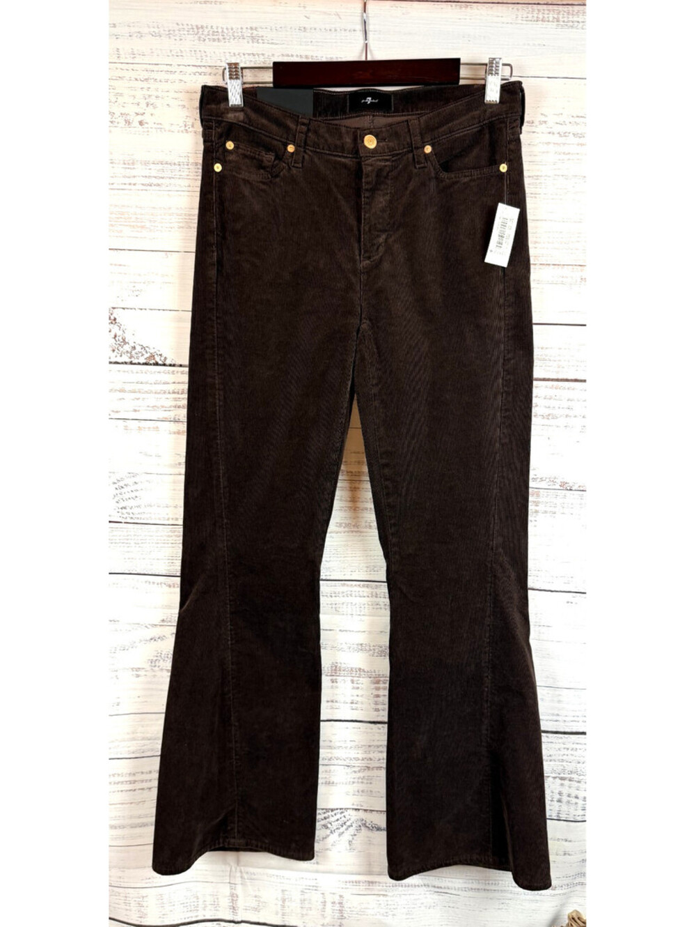 7 FOR ALL MANKIND Brown Twisted Dojo Tailorless Corduroy Flare Jeans 29 NWT